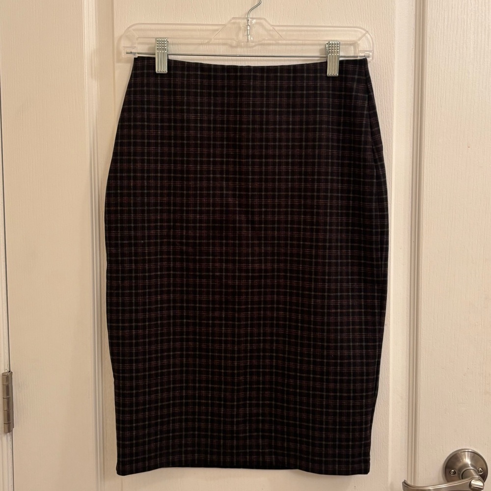 Sanctuary Black and Red Plaid Pencil Skirt